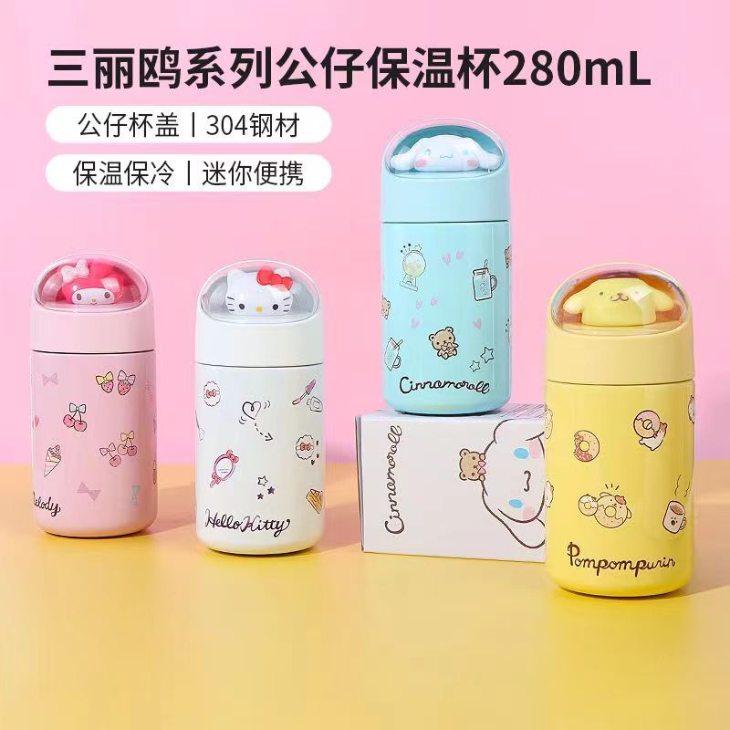 Taza termo pequeña creativa de Sanrio, niña de dibujos animados, niños lindos, escuela de alto valor, taza de agua potable directa portátil