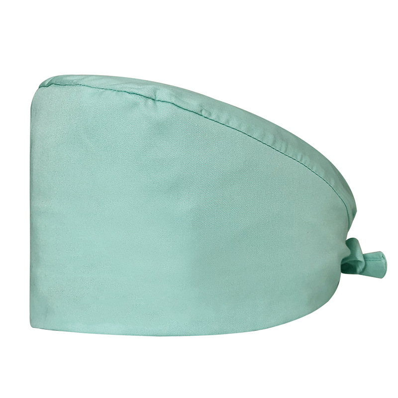 Gorro de Médico de Color Sólido en Poliéster y Algodón, Gorro Médico con Bordado de ECG, Gorro de Trabajo para Cola de Caballo Corta, Gorro Floral en Stock