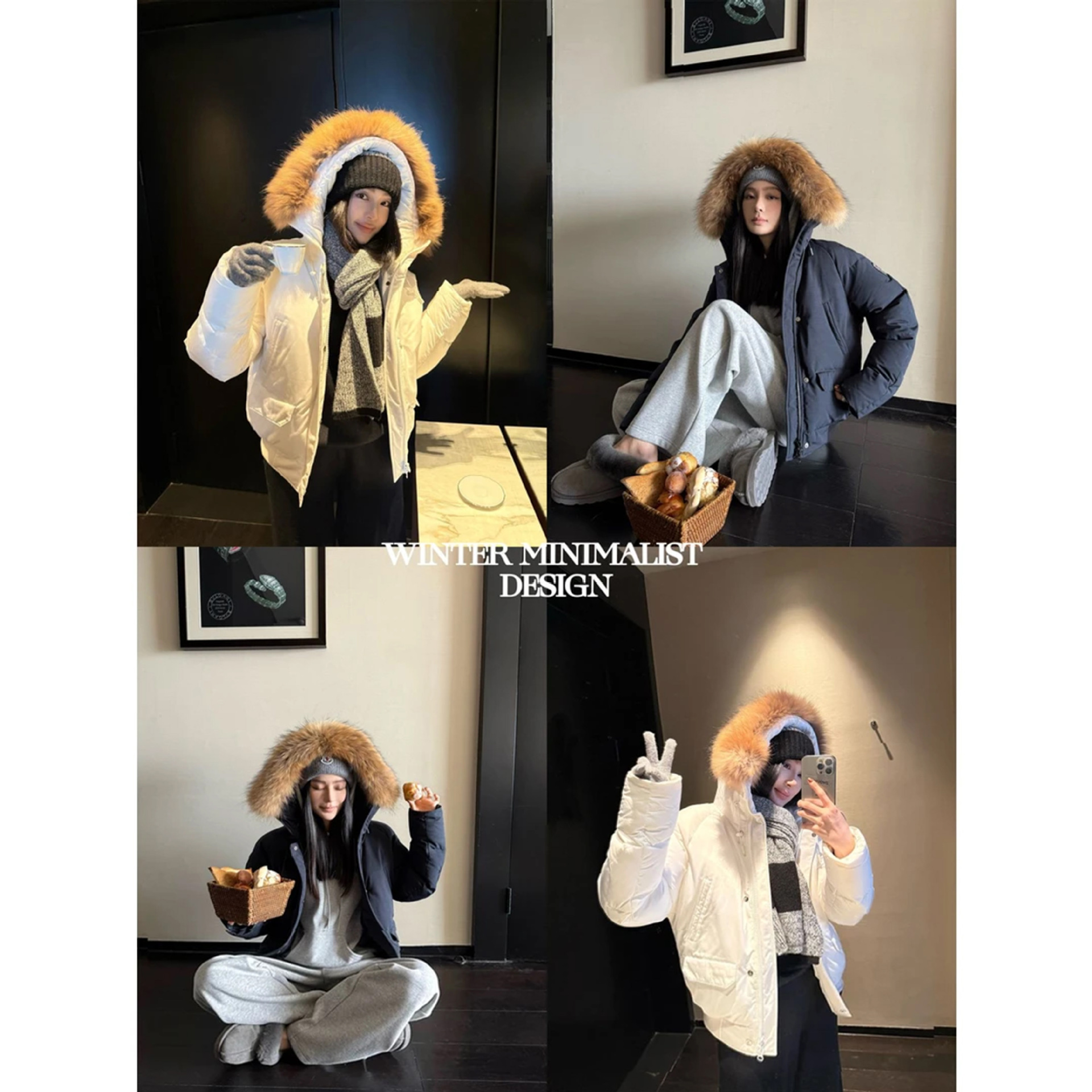 Zhou Miao ZHOUMIAO [Arctic Ocean] 삼방 야외 작업복 후드 짧은 삼성 다운 재킷 여성 겨울