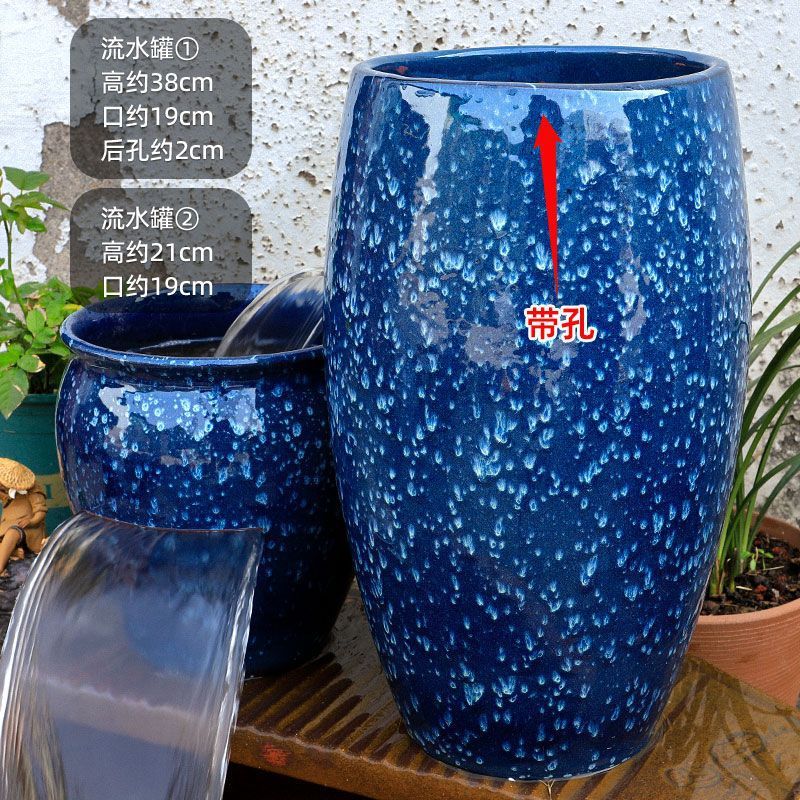 古法陶瓷循环水养鱼造景陶罐鱼缸过滤器鱼池全套生态流水瀑布摆件|undefined