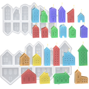 New mini small house silicone mold diy drop resin 10 12 European-style room ornaments candle mold