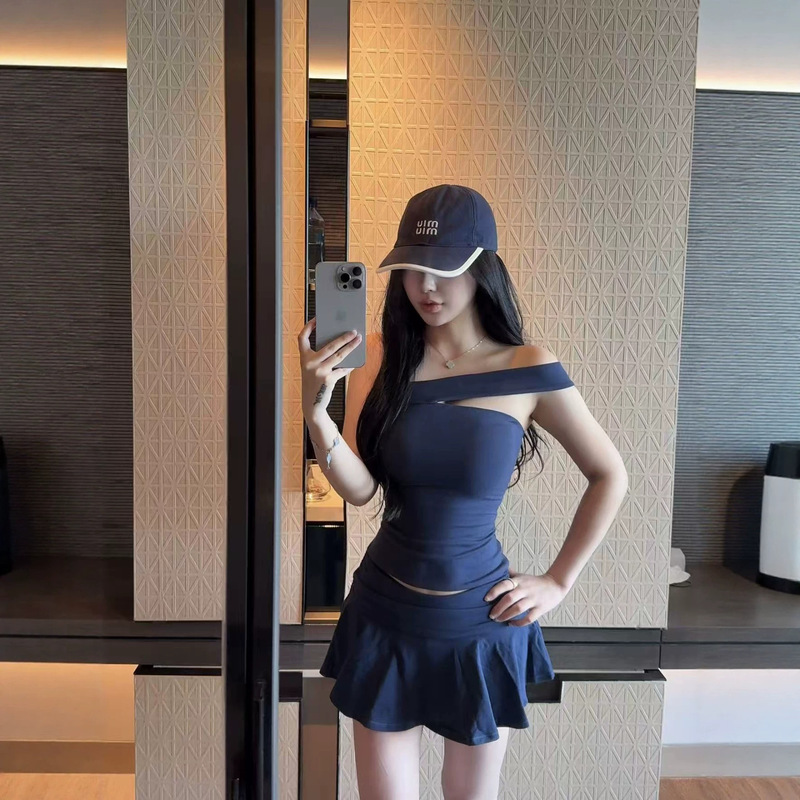 Sk*M Kardashian Cotton Four-Way Stretch Pure Cotton 3D Cut Irregular Tube Top Short Skirt for Summer Sk*M Kardashian Cotton Four-Way Stretch Pure Cotton 3D Cut Irregular Tube Top Short Skirt for Summer