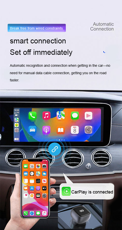 New Wireless Carplay Box Wired to Wireless Adapter Carplay Android Auto 2-in-1