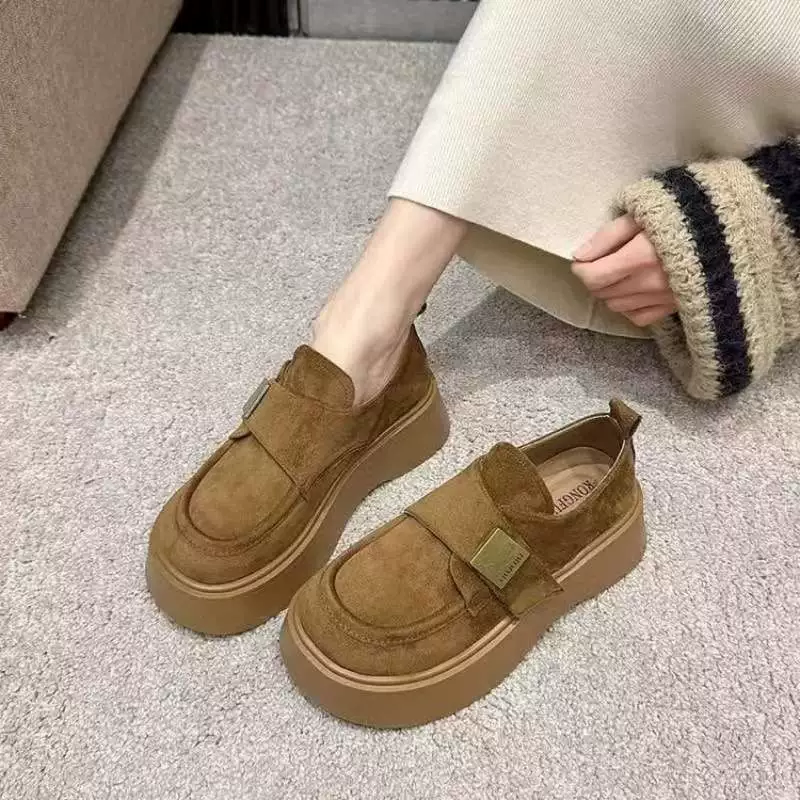 Толстоподошвенные слипоны, популярные туфли Boken, новый стиль весны 2025, удобная повседневная обувь с юбками