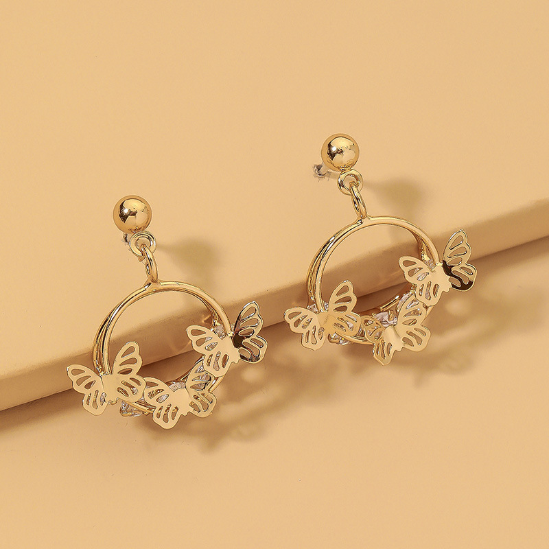 Fashion Golden Butterfly Earrings display picture 3