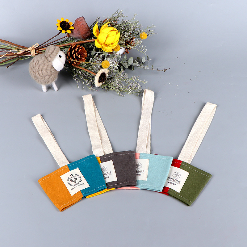 帆布奶茶杯袋定 制手提饮料奶茶杯套袋彩色广告手提套杯袋定 做