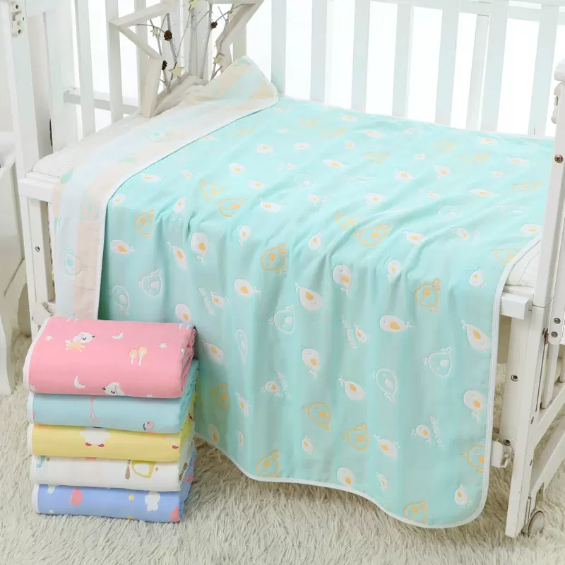 a类110*110婴儿六层纱布新生儿浴巾宝宝童被幼儿园无荧光儿童盖毯