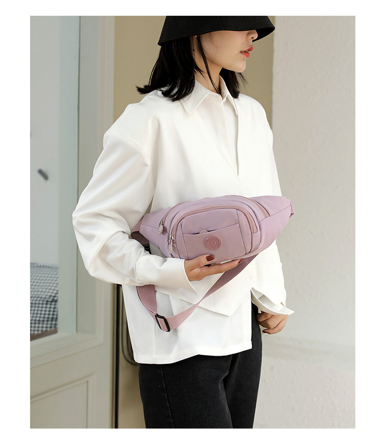 Women's casual crossbody bag, fashionable and versatile sports single-shoulder waist bag, nylon water-resistant cross-border wholesale and consignment undefined