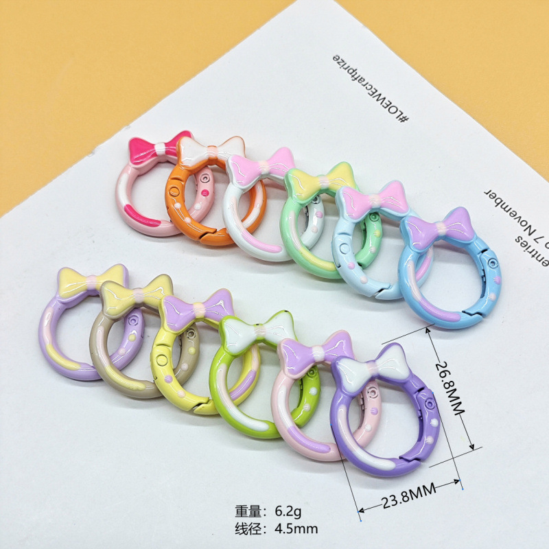 スプリングリングキャンディーカラースプリングバックルアクセサリーカラフルな愛ペイントブックリングカードリングキーホルダーオープン diy ジュエリー|undefined