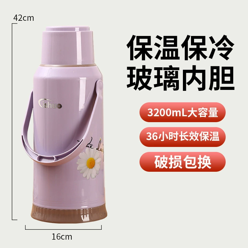 Capacious thermos for elementary school students for home use, glass liner
