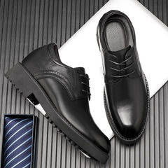 頭層牛皮商務正裝內增高10cm皮鞋男士輕厚底英倫真皮結婚休閒男鞋