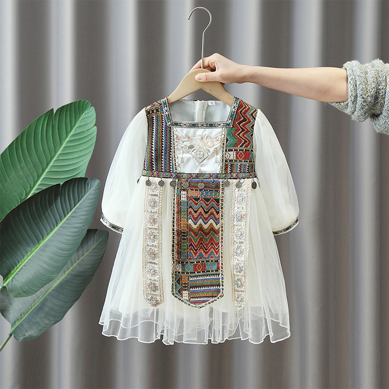 7138 Trajes de Hanfu para niños Trajes de minorías étnicas de primavera y otoño para niñas Trajes exóticos para niños del 3 de marzo