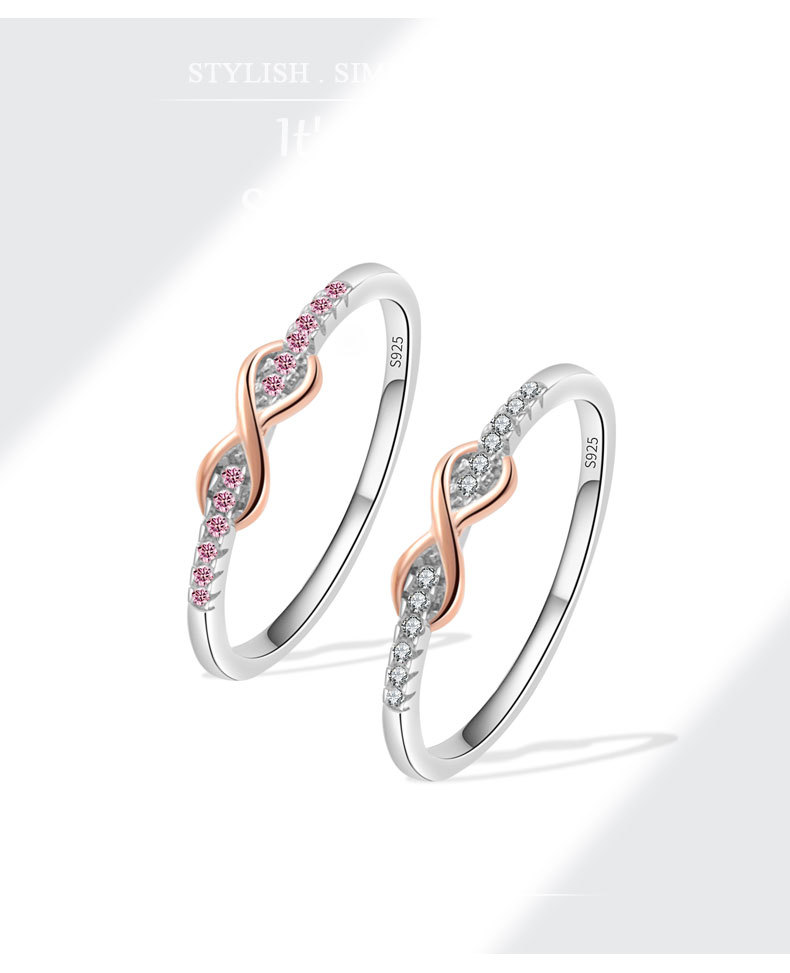 1g Weight 925 Sterling Silver Zircon Infinity Rings 925 Sterling Silver Rings