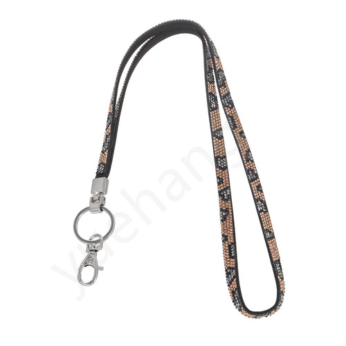 Cross-border fashion multi-color water crystal long pendant necklace phone chain ID badge holder strap wholesale manufacturer