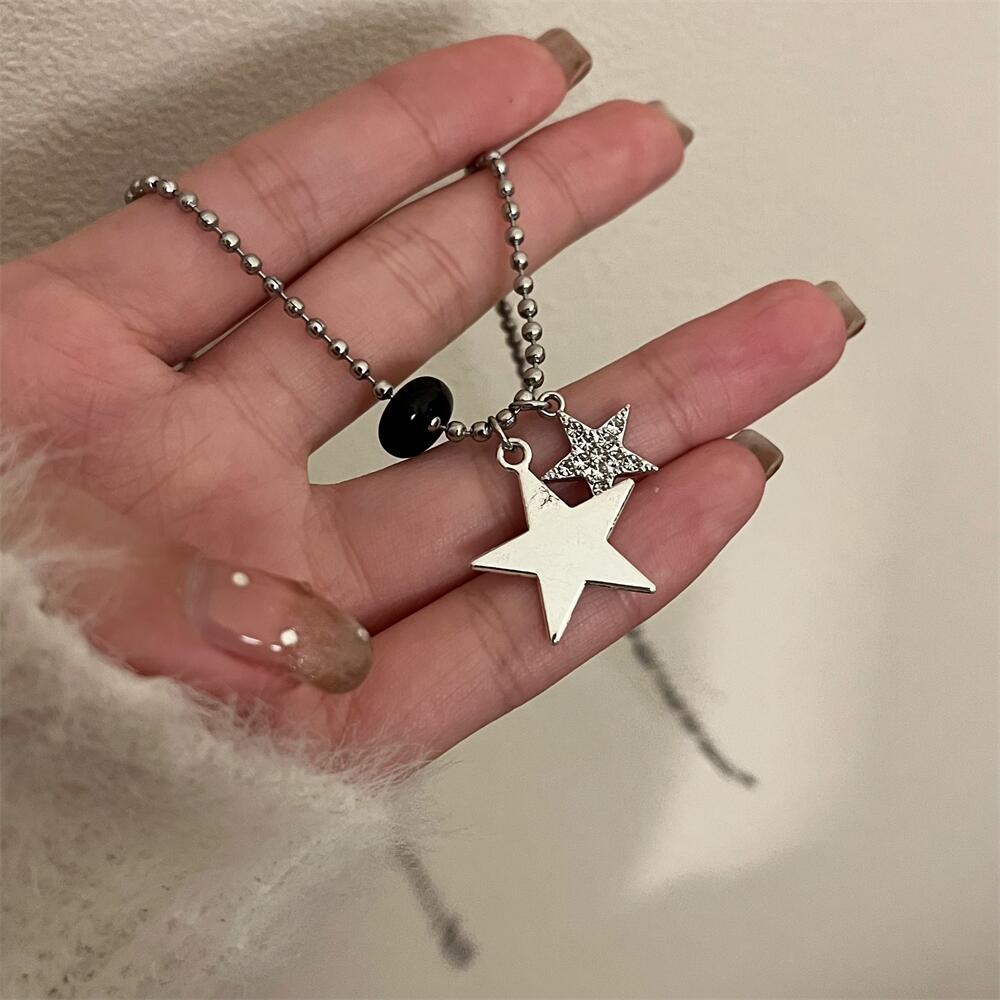 Y2k Cool Style Star Alloy Titanium Steel Plating Inlay Zircon Women's Pendant Necklace display picture 4