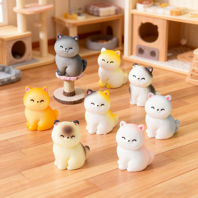 Cartoon Micro-Landscape Mini Ornaments Cute Cat Resin Doll Office Desk Car Car Decoration Gift