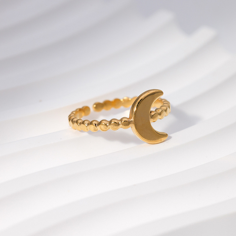 Adjustable Ring Size 1 Piece Quantity Fashion Moon Titanium Steel Plating Open Ring 1 Piece