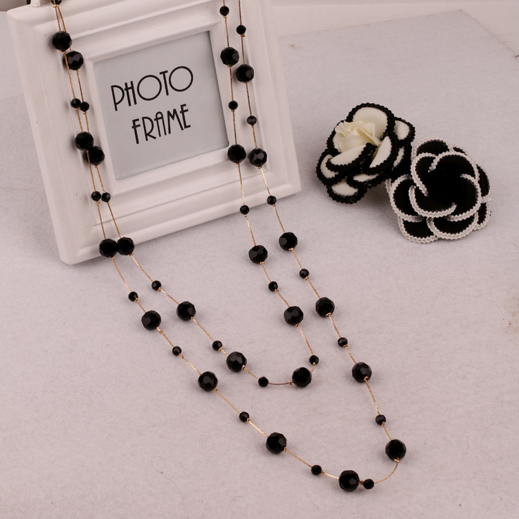 40g Weight Sweater Chain, Long Necklace Classification Alloy Chain Material 1 Piece Quantity Holiday, Daily Occasion Artificial Crystal, Alloy Material Round Pattern Women's Gender Beaded Design Simple Style Style Simple Style Round Artificial Crystal Alloy Beaded Women's Sweater Chain Long Necklace 无