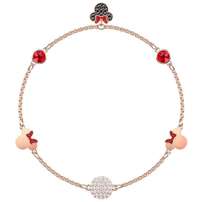 Shijia 1:1 Version of Mickey and Minnie Invisible Magnetic Buckle Bracelet for Women Swarovski Children's Mickey Mouse Bracelet for Women
