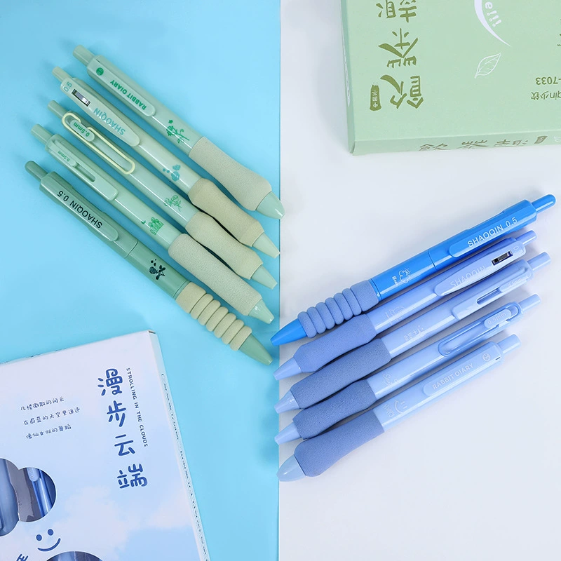 Нейтральная ручка INS, 0.5 мм Soft-Grip Tea-Color набор, 5 шт (чернильная чернила)
