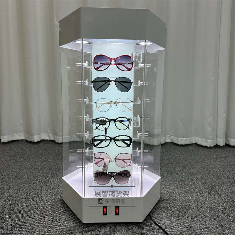 Sunglasses Rotating Display Stand Sunglasses Display Cabinet Floor Type Glasses Display Rack Acrylic Display Cabinet Transparent