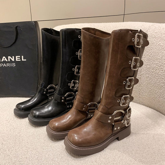 Travel Must Wear Boots Women's American Vintage Martin Boots Brown High Boots Long Barrel Western Cowboy Boots Women's Boots