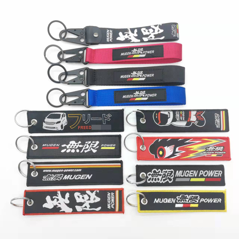 Suitable for Unlimited Customization of Mugen Car Modification Culture Embroidered Cloth Keychain Pendants, Available for Wholesale Suitable for Unlimited Customization of Mugen Car Modification Culture Embroidered Cloth Keychain Pendants, Available for Wholesale