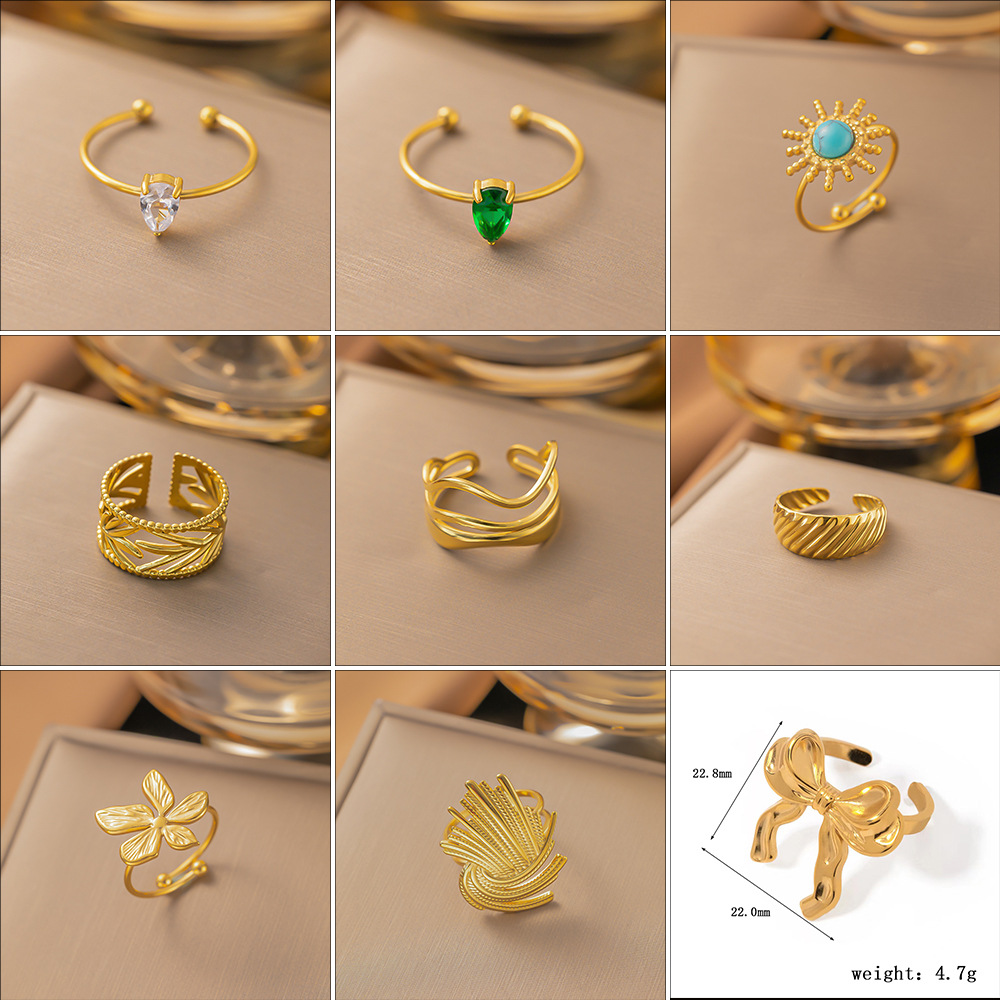 PVD Coated Fall & Winter Accessories Bow Knot Titanium Steel Sweet Waterproof Non Tarnish Rings display picture 1