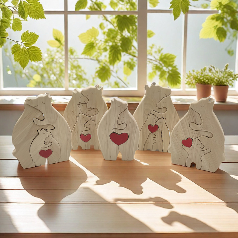 Amazon Cross-Border E-Commerce Hot-Selling Wooden Puzzle Mother-Child Bear Set Craft Ornament Mother's Day Creative Gift Amazon Cross-Border E-Commerce Hot-Selling Wooden Puzzle Mother-Child Bear Set Craft Ornament Mother's Day Creative Gift