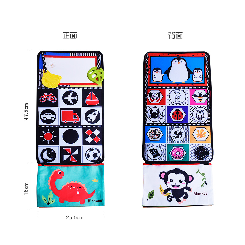 Libro de tela harem transfronterizo Coche colgante plegable cabeza entrenamiento bebé color cognitivo infantil educación temprana libro de tela