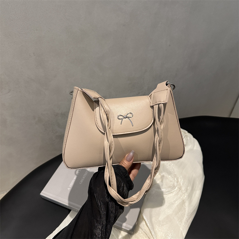 Borsa a tracolla piccola da donna, celebrità di Internet, 2025, nuova, alla moda, di alta gamma, con fiocco singolo, versatile, da portare sotto il braccio._voghion.com