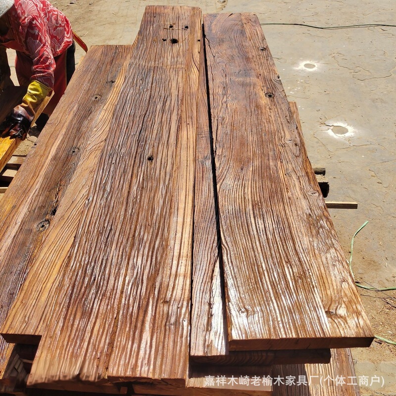 Old Elm Wood Weathered Boards, Old Door Panels, Weathered Solid Wood Boards, Decorative Dining Table and Chair Material Boards, Floor Decoration Table Boards