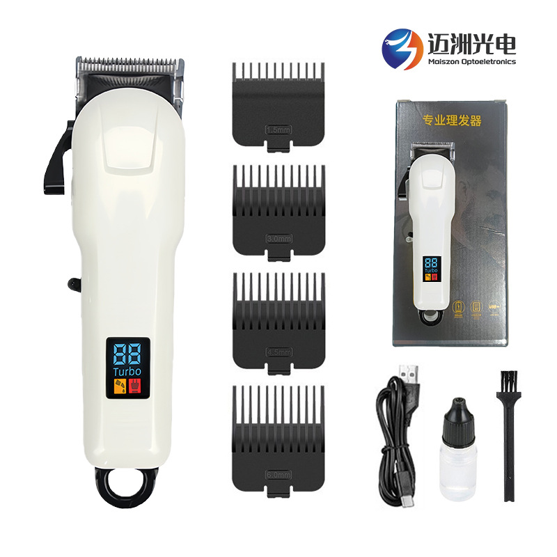 Cortadora de Pelo Recargable con Batería de Litio, Éxito de Ventas Transfronterizo, con Pantalla LCD para Uso Doméstico y en Salón, Cortadora de Pelo Eléctrica Profesional