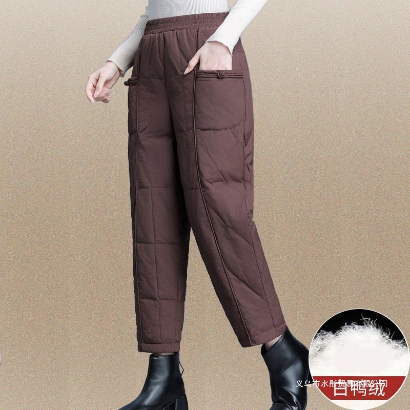 羽绒裤女冬季新款中老年妈妈2025新款鸭绒加厚休闲裤保暖裤子显瘦