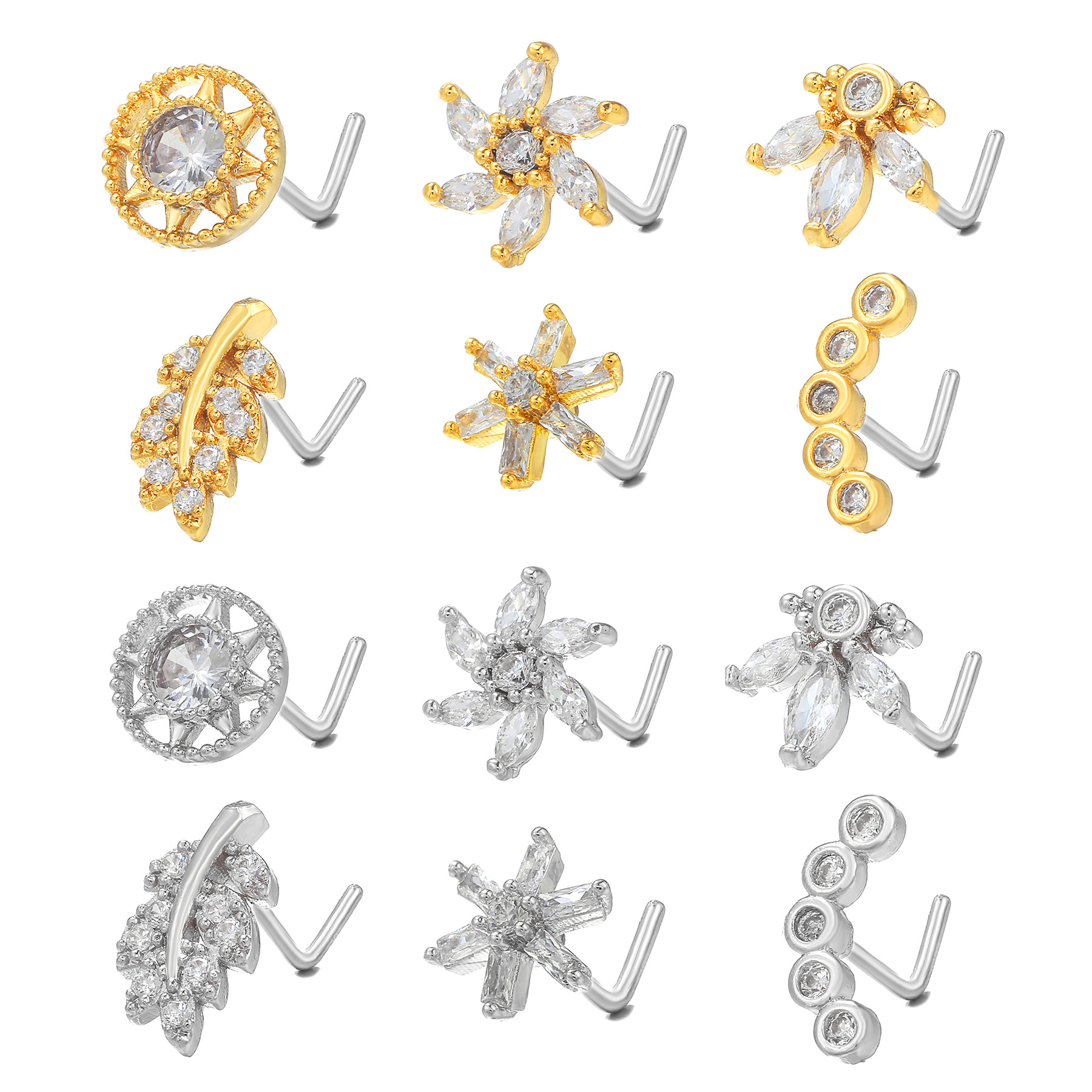 Fashion Geometric Copper Plating Zircon Nose studs 1 Piece