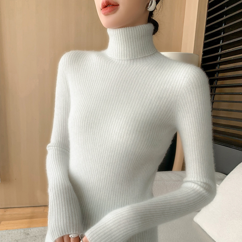 Cashmere Sweater Women's Autumn and Winter Turtleneck Sweater Women's Drawdown Turtleneck Knitted Sweater with Slimming All-match Seamless Sweater for Women