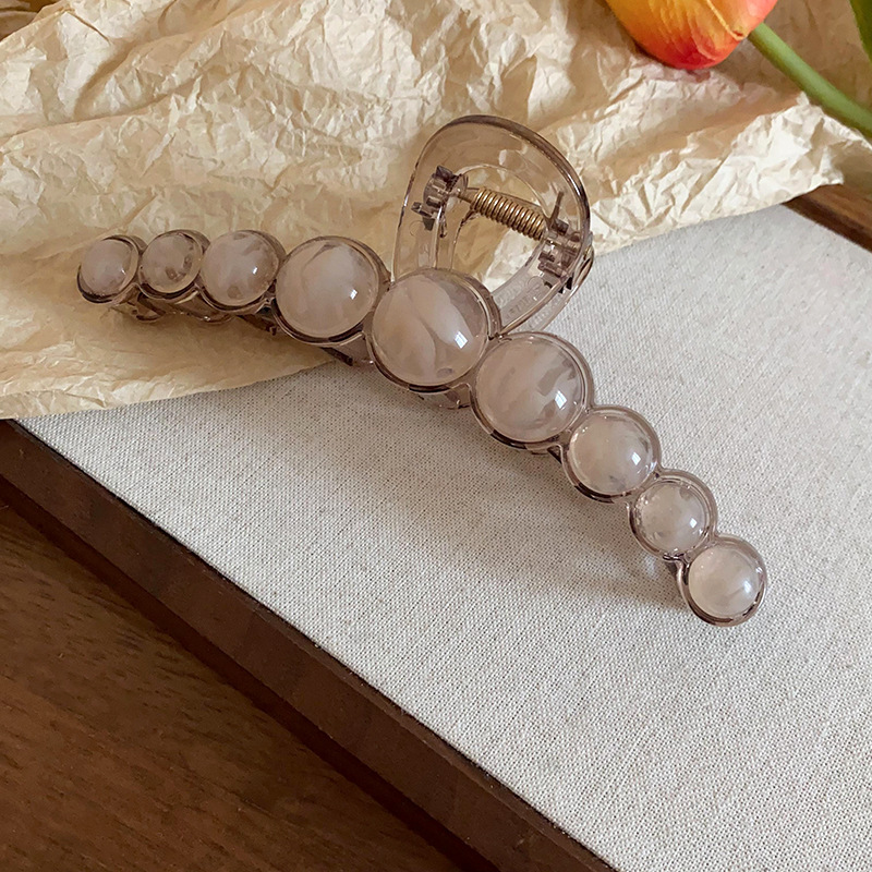 Carpeta de agarre de palabra redonda de color café, clip de tiburón de pelo de disco de alta gama retro, personalidad simple y de moda, nueva horquilla, accesorios para el cabello