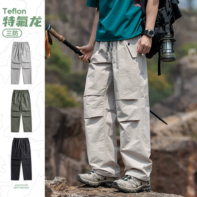 Модные прямые уличные повседневные брюки-карго с множеством карманов в американском стиле для мужчин, тонкие длинные брюки-трансформеры.