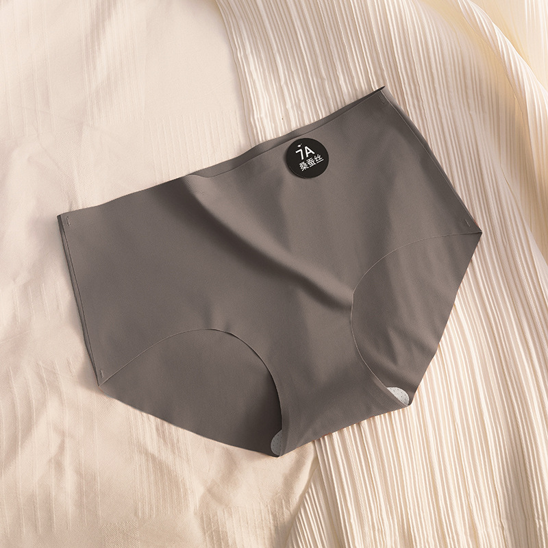 Bragas sin costuras, entrepierna antibacteriana femenina 7A, niña de seda de morera, ejercicio, yoga sin caderas, seda de hielo, cintura media, curva sexy