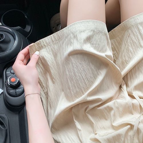 Summer thin high-waisted wide-leg casual ice silk shorts for women, five-finger mountain shorts, small pants for outerwear, versatile