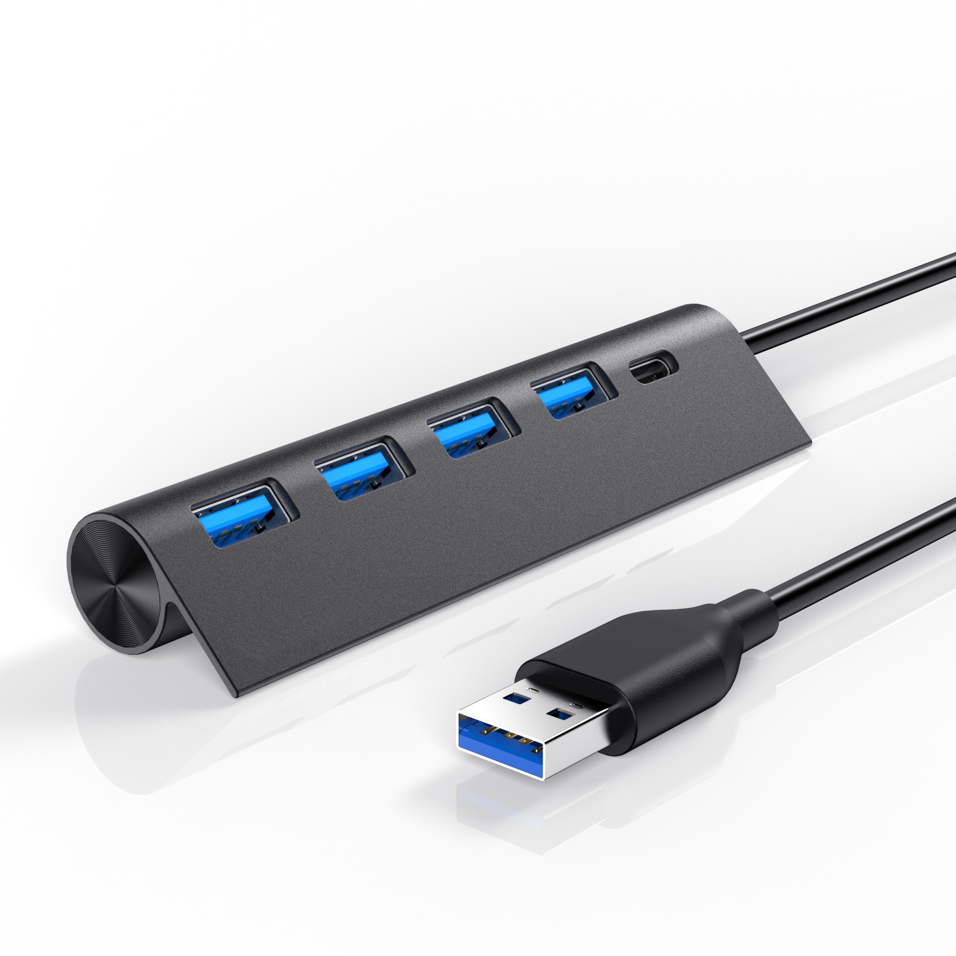 USBHUB One-Pull Quadsplitter Tipo-CUSB - Hub de extensión Negro Multi-Interfaz Multifunción