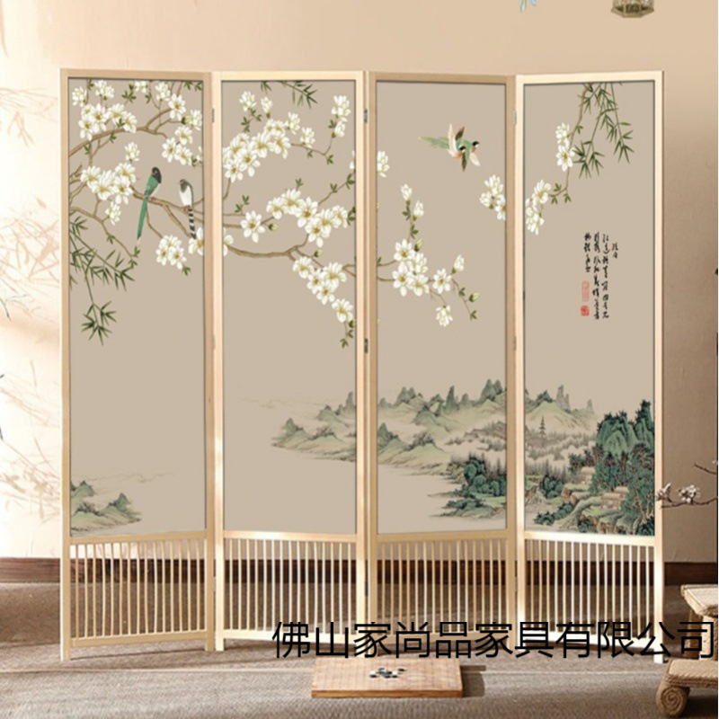 Modern Chinese Solid Wood Foldable Mobile Home Screen Partition Living Room Bedroom Study Hotel Hotel Office