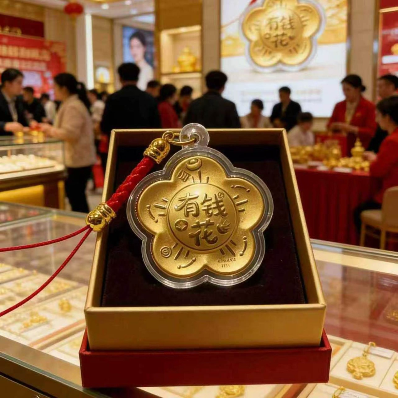 足金999有钱花手机链花朵钥匙扣挂件包包挂饰 节庆地推引流小礼品