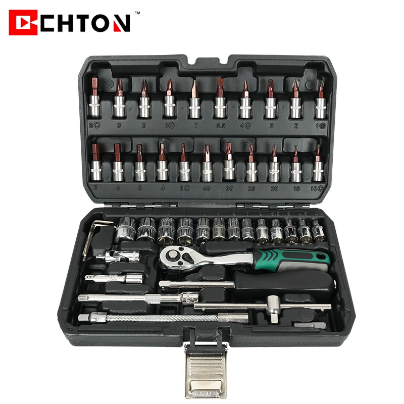 오토바이 전기 자동차 가정용 소켓 렌치 다기능 도구 상자 유지 보수 조합 하드웨어 세트 46 조각 세트