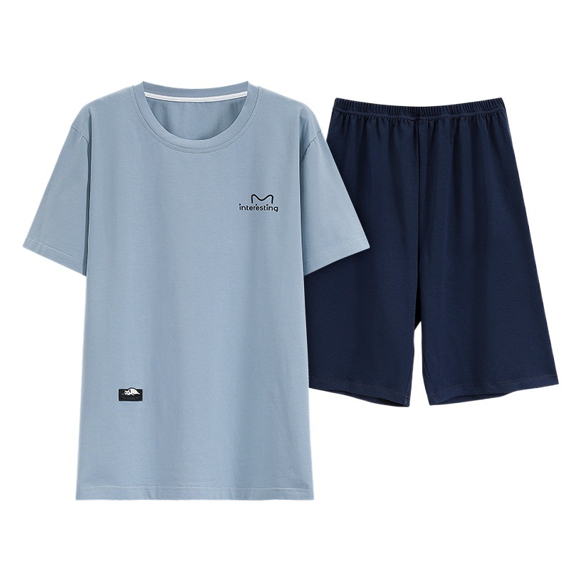 Pijamas para hombre, pantalones cortos de manga corta de algodón puro de verano para hombre, nuevo conjunto de ropa para el hogar para niños, estilo coreano de verano 2025