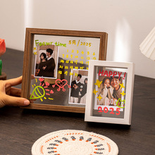 自制韩版少女透明玻璃相框定制76寸透明涂鸦diy摆件追星桌面摆台