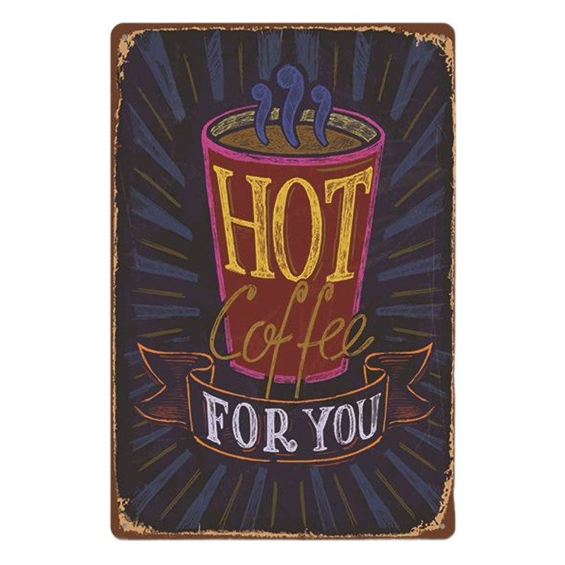 Ретро-постер в стиле кафе 2024 года, жестяная картина для украшения стены, безрамная настенная декоративная картина для кофейни