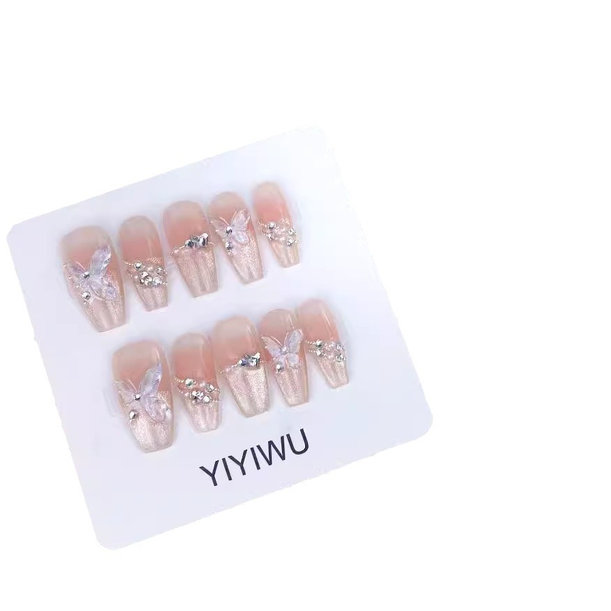 Yiyi Dance Moonlight Silver Butterfly-Armadura de vestir hecha a mano Verano Mirror Moon Dream Butterfly Armadura de vestir Parche de uñas terminado