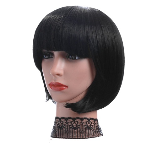 Fashion short hair girl with bangs bobo hairstyle face-shaping photo shoot bobble head wig for women fluffy