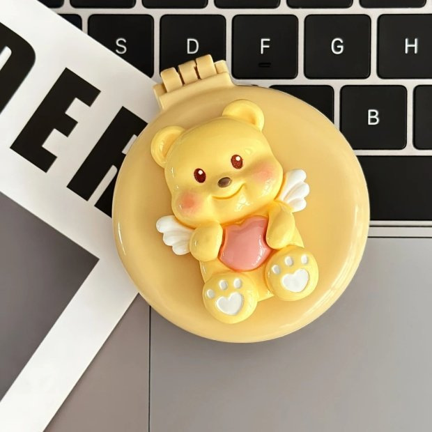 かわいい漫画風クマのエアバッグコーム、柔らかくて可愛い、女の子らしい、携帯用エアクッションコーム（女性用）|undefined
